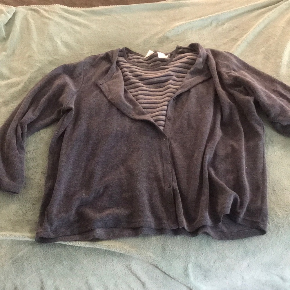 Long sleeve gray blue layered shirt